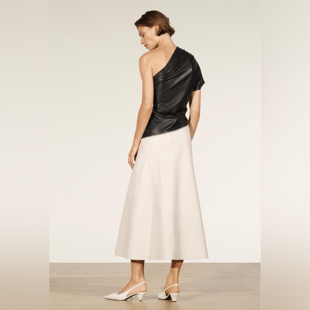 ZARA GENUINE LEATHER ASYMMETRIC DRESS LIMITED EDITION SZ XS - Picture 2 of 13